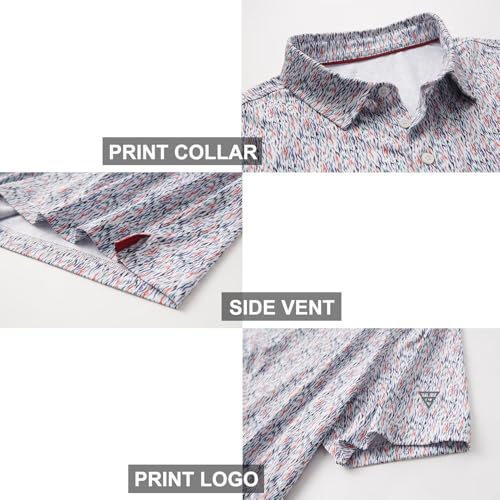 Image of Golf Shirts for Men Dry Fit Short Sleeve Print Performance Moisture Wicking Polo Shirt