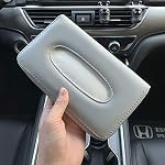 Car Tissue Holder, Sun Visor Tissue Holder, Car Visor Napkin Holder, PU Leather Backseat Tissue Case Holder for Auto Vehicle with Zipper (Grey) - Image 6