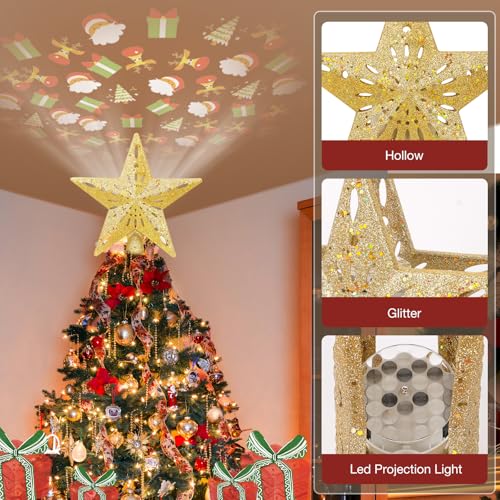 Christmas-Tree-Topper-Lighted-with-6-Pattern-Projection-Modes-Christmas-Star-Tree-Topper-Built-in-LED-Rotating-Lights-3D-Glitter-Dynamic-Projection-for-Christmas-Tree-DecorGold Christmas Tree Topper Lighted with 6 Pattern Projection Modes Christmas Star Tree Topper Built in LED Rotating Lights 3D Glitter Dynamic Projection for Christmas Tree DecorGold