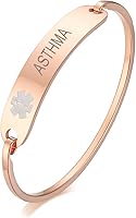 Vista 48 de VNOX Medical Bracelet for Women-Stainless Steel Emergency Medical Alert ID Bangle Bracelet,Free Engraving