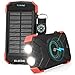 Produktbild Wireless Power Bank,Outdoor Solar Ladegerät,10000mAh Externer Akku,Tragbare Notfall-Energie mit Type-C Eingangsports Dual LED-Lich,Kompass für iPhone,Samsung und andere Smartphones/Handys (Rot)