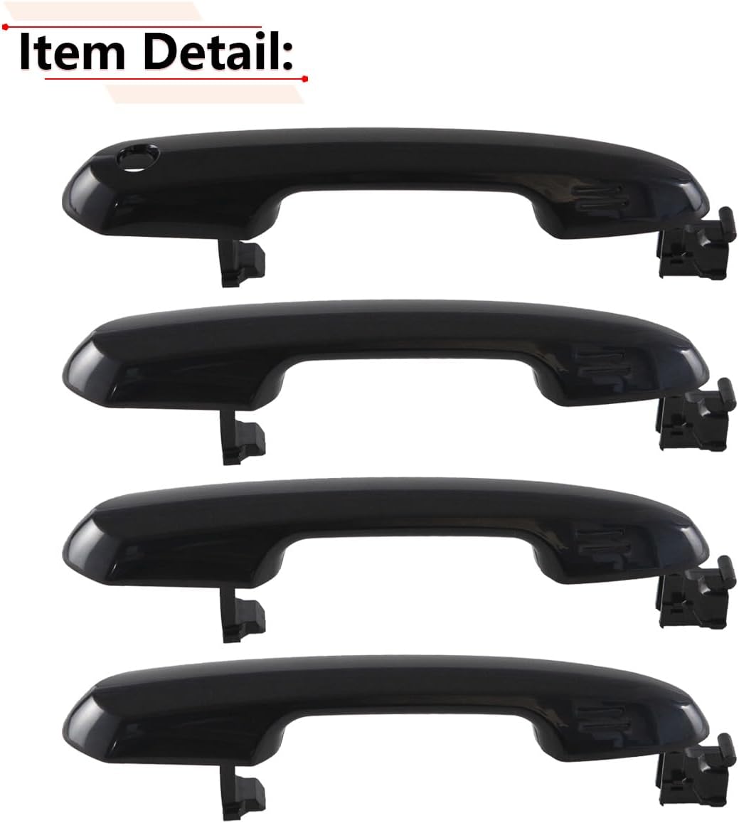 RLB-HILON 1Set Exterior Door Handle Compatible with Toyota RAV4 2017-2023, for Rav4 Prime 2021 2022 2023 2024, for Highlander 2020-2024, Black Color