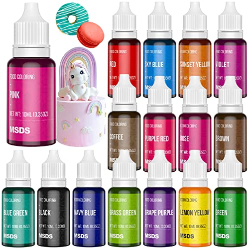 Image of Food Coloring for Cake Decorating 16 Color Vibrant Icing Color, Food Grade Cake Color Assorted Liquid Food Dye for Baking Decorating Icing Fondant Cooking Cookies, Tasteless, 35 fl. oz Bottles