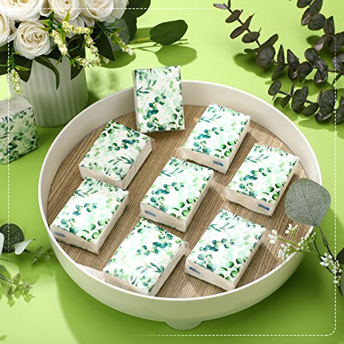 Image of Geyee 100 Pcs Travel Tissue Packs Bulk 3 Ply Pocket Tissues 1000 Sheet Small Personal Facial Tissues Cute Individual Facial Tissue Packs for Wedding Party Favors(Eucalyptus Leave)