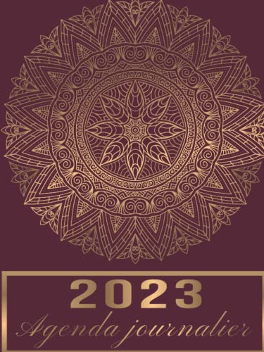 2023 Agenda Journalier: Agenda 2023 journalier une page par jour -Planificateur journalier grand format A4-Couverture rouge Brique avec motif Mandala