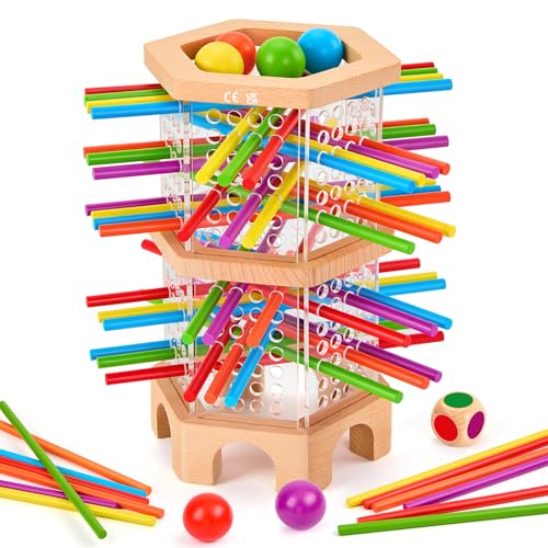 Juego de mesa Montessori de madera con 42 palitos coloridos miniatura 1