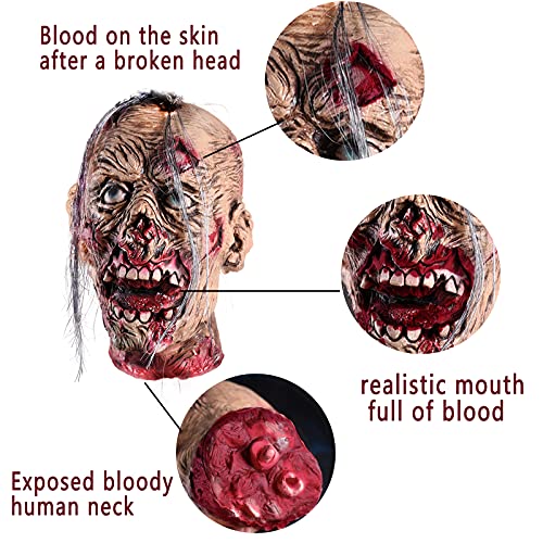 10''X12.8'' Life-Size Bloody Cut Off Corpse Head Prop Halloween Scary Hanging Severed Head Decoration Zombie Head For Outdoor Indoor Haunted Houses Party Decor #TOP2