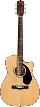 Fender CC-60SCE Concert Cutaway Acoustic Guitar, Natural | Solid Spruce Top, Laminated Mahogany Back and Sides, Fishman CD Preamp with Tuner, Walnut Fingerboard, 20 Frets