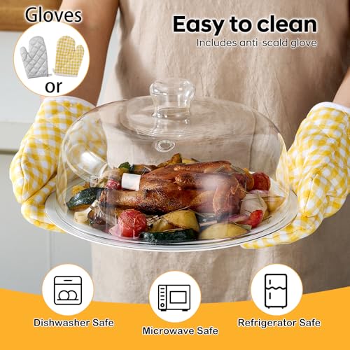 Image of EliteVibe All Glass Microwave Cover, 10 inch Microwave Splatter Cover for Food | 5 inch Height With Handle, All-Glass, 3.5 inch Inner Height, Fits Plates & Bowls, Vented Lid, Oven, Dishwasher & Refrigerator Safe