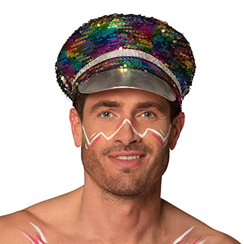 Boland 44759 - Rainbow Hat with Reversible Sequins, Silver or Multicoloured, for Adults Headwear, Hat, CSD, Carnival, Theme Party - Image 4