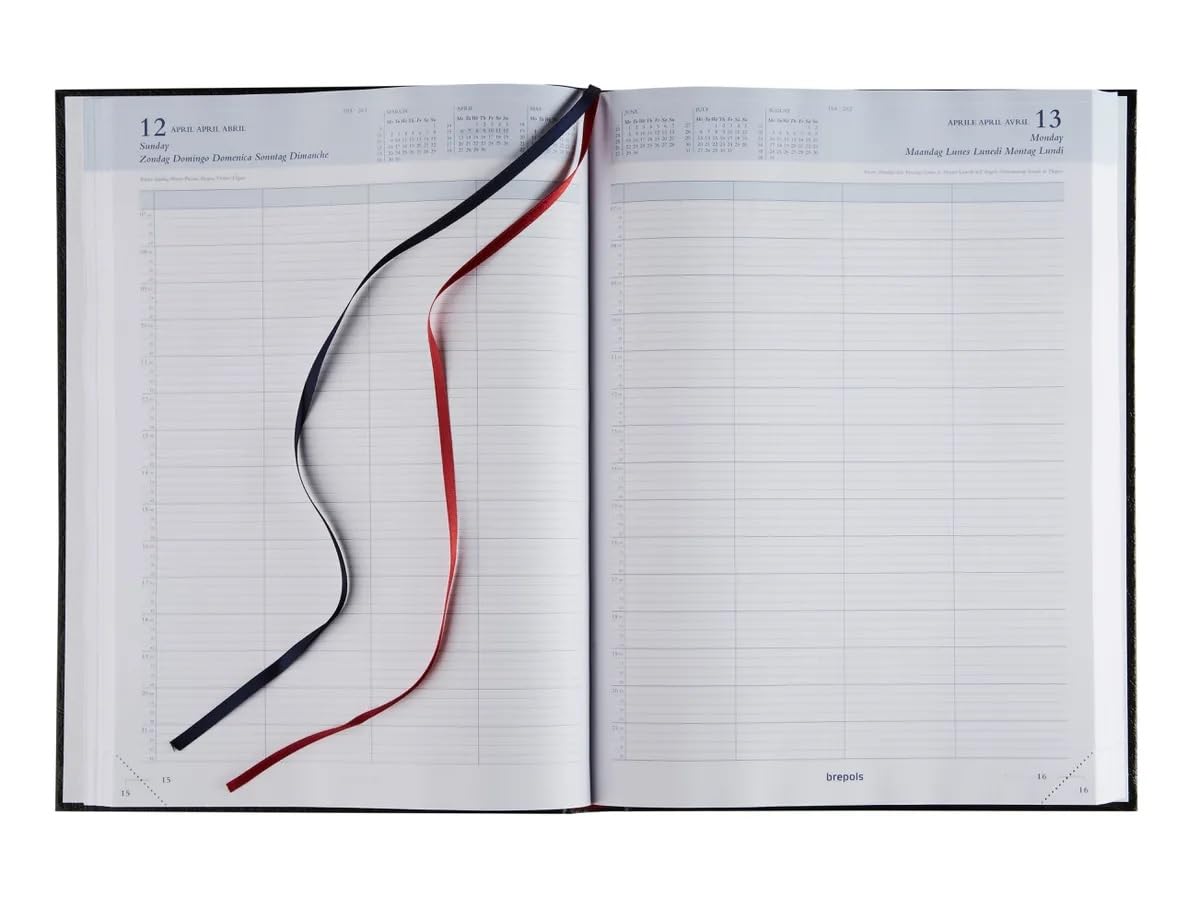 Brepols - Bremax Santex 1-1 Agenda 1 Giorno per Pagina - Copertina Rosso Bordeaux - Formato 21 x 29 cm - Gennaio 2025 - Dicembre 2025