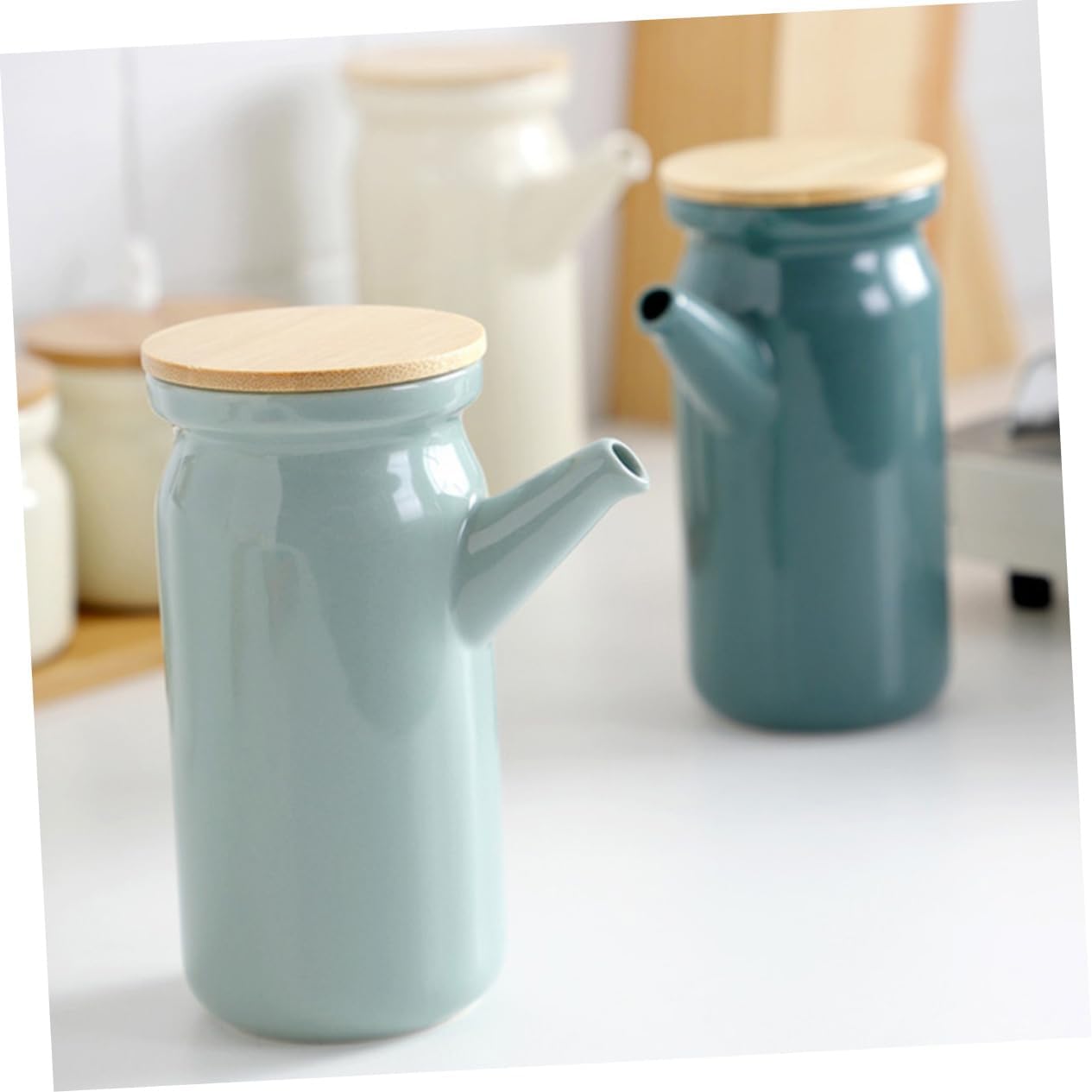 Alipis Eco-friendly Ceramic Condiment Pots Kitchen Seasoning Jars Spice Jars Lids