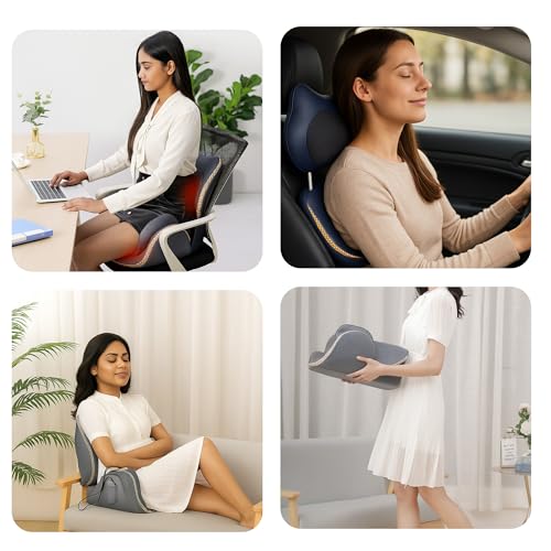 Image of Durafit91 Portable Chair Massager with Heat, Vibration | Full Back, Neck Support Massage Cushion | Electric Shiatsu Seat Massager for Pain Relief, Relaxation & Improved Blood Circulation| Home