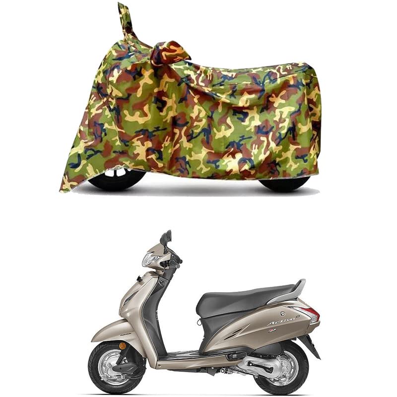 Image of Waterproof 100% PVC Coated Full Bike Scooty Two Wheeler Body Cover Compatible for Honda Activa 4G /UV-Rays /Heat Protection /Birds Dropping /Scratchproof /Dust Proof s[6X6 Jungle Print]