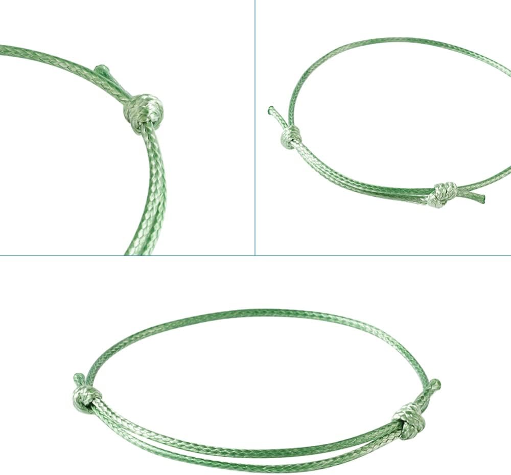 Cheriswelry 50pcs Adjustable Bracelet Making Korean Waxed Polyester Cord Bracelet Friendship Bracelet String Inner Diameter 40~70mm Light Green for Women Men Jewelry Making Supplies - Image 2