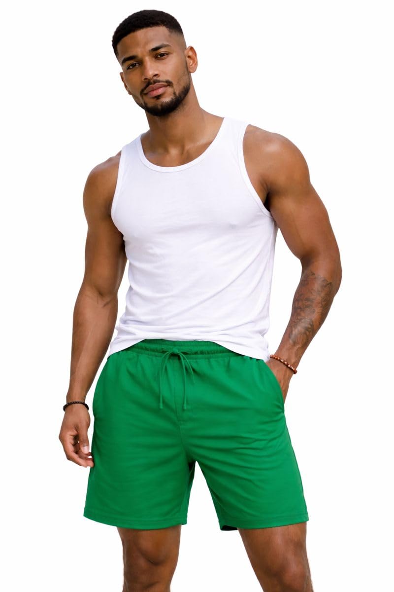 Men’s Solid Cotton Lounge Shorts | Premium Soft Breathable Casual Shorts with Elastic Drawstring Waist | Regular Fit Above Knee for Home, Gym & Travel-picture-42