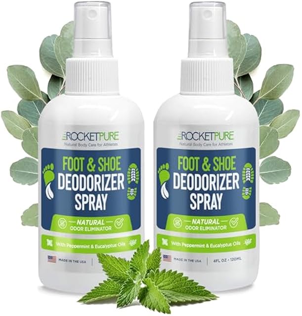 Rocket Pure Natural Foot and Shoe Deodorizer Spray, Mint, 4 fl oz, 2-Pack