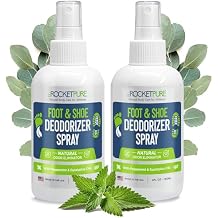 Rocket Pure Natural Foot and Shoe Deodorizer Spray, Deodorant and Odor Eliminator for Smelly Feet, Smell Remover, Formulated with Essential Oils, Made in the USA, Mint, 4 fl oz Pack of 2