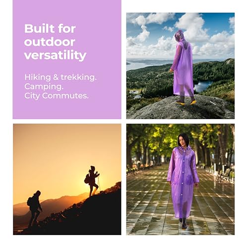 Image of Lifelong Ladies Designer Raincoat | Polka Dot Print | Knee Length | Lightweight PVC Waterproof Raincoat for Women with Drawstring Hood | Portable, Stylish & Travel-Friendly (Size M, Purple)