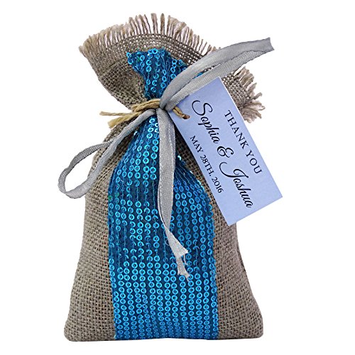 Sac en toile de jute mariage 4x6.5 pouces avec cordon et étiquette personnalisée rustic favor