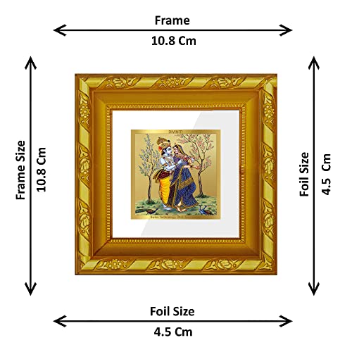 Image of Diviniti Radha & Krishna Gold Plated Wall Photo Frame, Table Decor| DG Frame 103 Size 1A and 24K Gold Plated Foil| Religious Photo Frame Idol For Pooja, Gifts Items (10.8 CM X 10.8 CM)