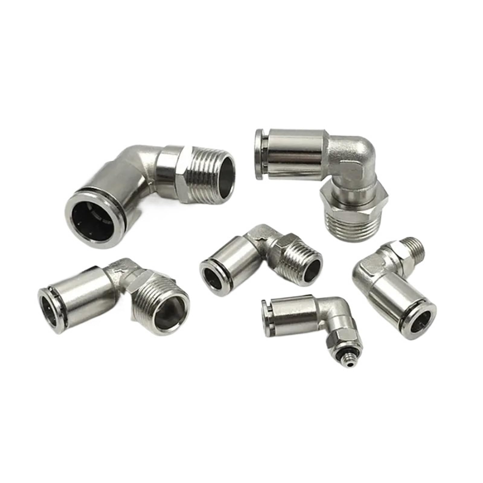 1PCS Pneumatic 1/8" 1/4" 3/8" 1/2" BSPT Male Elbow Nickel Plated Brass Push in Quick Connector Release Air Fitting Plumbing(4mm,1/4")