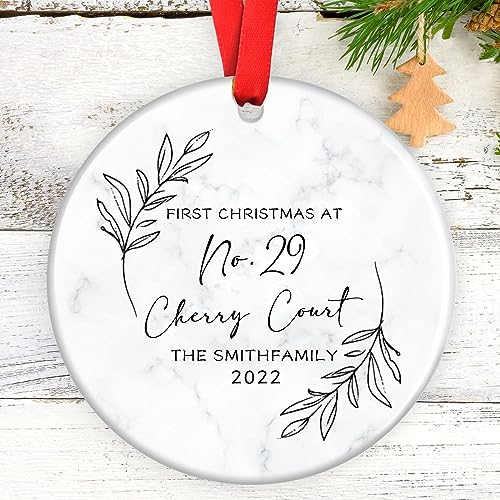 New Home Owner Ornament, Personalized New House Ornament with Marble, New Home Keepsake for Christmas, Christmas Home Decorations, Christmas New Home Gifts
