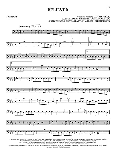 image for Hal Leonard 50 Pop Songs for Kids Trombone Sheet Music Songbook | Easy