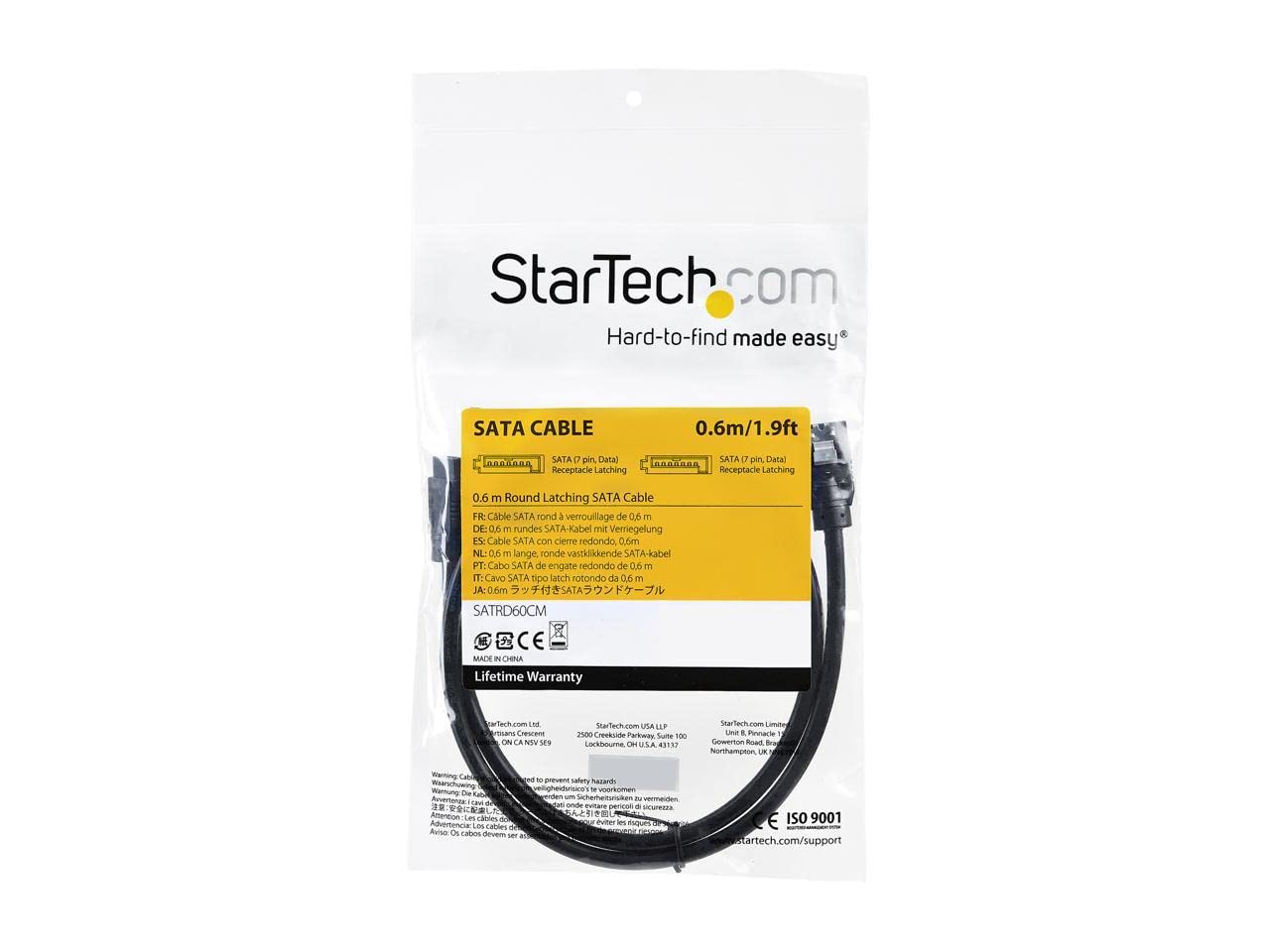 Cavo SATA Tondo 60 Cm 6Gbps - Connettori Latch - Per Hard Disk E SSD - Nero - 2