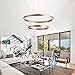 MADEM Modern LED Chandelier 2-Ring Circular Dimmable Pendant Light Contempoary Chanderlier Flush Mount Pendant Lighting for Living Room Dining Room, Bedroom,3000K-6000K, Gold, 60W