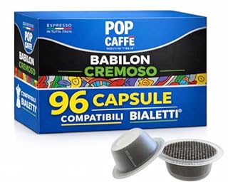 POP CAFFÈ 96 Capsule Compatibili Bialetti – Miscela Cremoso Intenso e Vellutato – Crema Densa e Persistente – Compatibili con Macchine Bialetti di Ultima Generazione