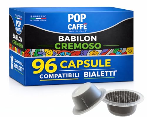 POP CAFFÈ 96 Capsule Compatibili Bialetti - Miscela Cremoso Intenso e Vellutato - Crema Densa e Persistente - Compatibili con Macchine Bialetti di Ultima Generazione
