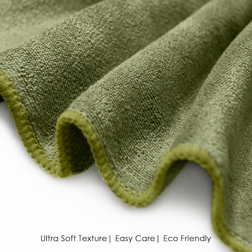 Image of HOUSSE Microfiber Face Towels | Ultra Absorbent, Odour-Free, Quick Dry 450 GSM Face Towel for Home, Gym, Travel, Running & Personal Use | 30x30 cm | Set of 6 in One Colour (Avocado Green, Pack of 6)