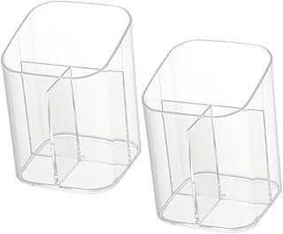FOMIYES 2pcs Makeup Brush Bucket Desk Stand Desk Top Organizer Plastic Makeup Organizer 3 Slot Brush Holder Cosmetics Brushes Makeup Case Organizer Makeup Brushes Holder Makeup Brush Case
