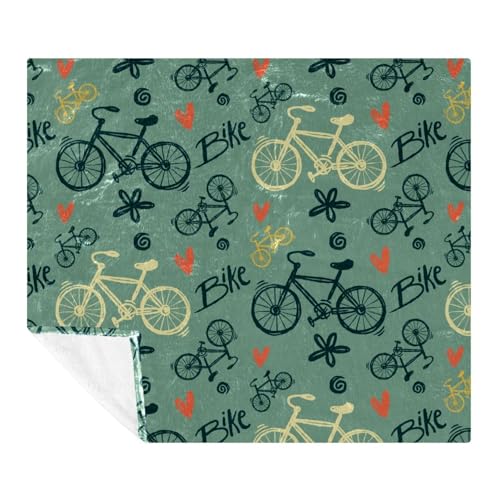Couverture molleton microfibre vélo rétro 150x200cm pour lit et canapé