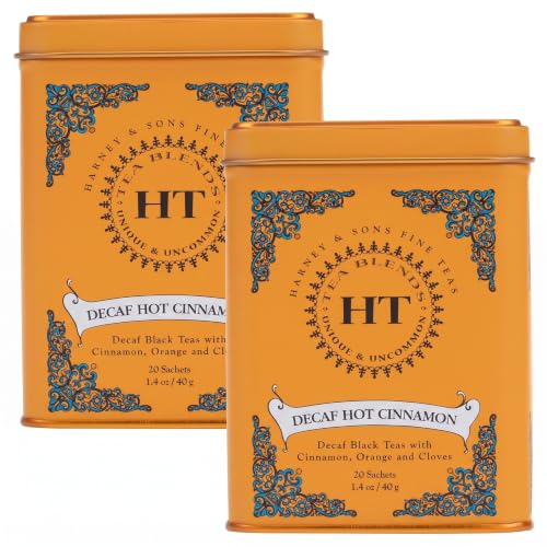 Harney &amp; Sons Decaf Hot Cinnamon Tea, Tea Sachets | 20 Sachets | 1.4 oz | Pack of 2