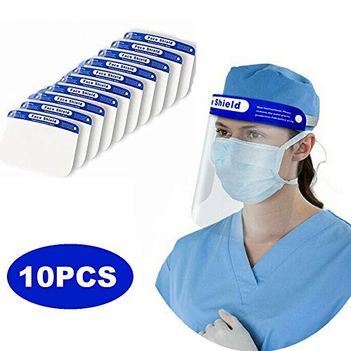 STARFO Reusable Safety Face Shield, 10Pcs Transparent Protective Sheild,Anti-Saliva Windproof Dustproof Full Face