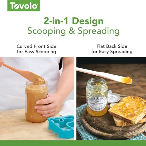 Tovolo Silicone Jar Spatula Long Handled Rubber Scraping Scooping Tool for Peanut Butter Jam Jelly Jars Blenders, Extra Long Flex Core Silicone Jar Scraper Dishwasher Safe BPA Free, Oyster Gray - Thumbnail 4