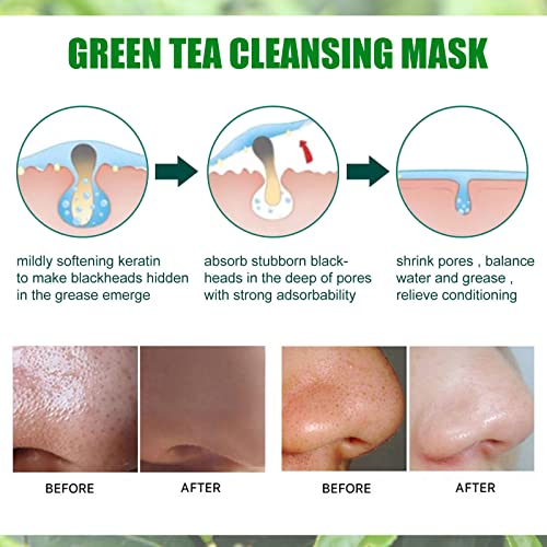 mercham Peel Off Face Masks, Green Tea Deep Cleanse Mask, Blackhead Remover Mask, Hydrating, Moisturising, Acne Removing, Natural Plant Extracts, Peel Off Face Masks Skincare for All Skin Types 40ML - Image 6