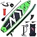 DZLONG Tavola da surf gonfiabile per principianti, con pagaia, borsa da trasporto, kit di riparazione e pinne staccabili, migliore surf per bambini, adolescenti, adulti verde
