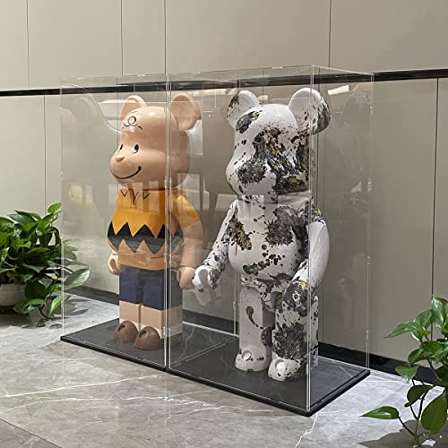 Image of Choowin 29 inch Tall Acrylic Display Case for Lego Space Launch System 10341 Thickened Clear Acrylic Display Cases for Collectibles Figures Doll Bearbrick 1000% Assemble Dustproof Display Box(Black)