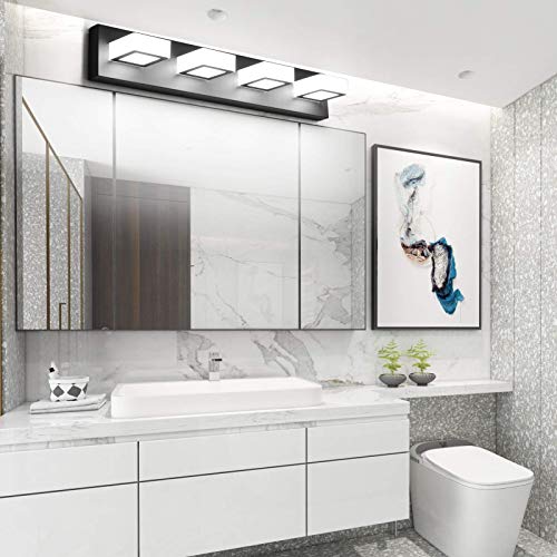 Ralbay Led Black 4 Lights Acrylic Lighting Fixtures Modern Matte Black Bathroom Vanity Lights #TOP3