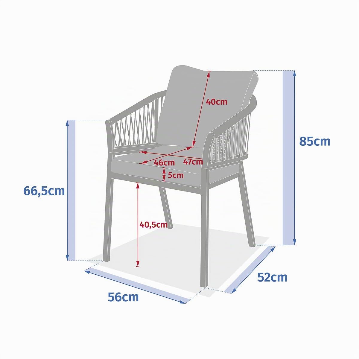 HESPERIDE - Juego de 2 sillones de jardín Oriengo Beige y Arcilla, Tejido Resistente al óxido e hidrófugo, cojines desenfundables, mobiliario para terraza y balcón