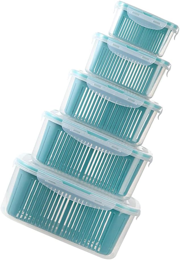 Cabilock 5pcs Kitchen Drain Baskets Double-layer Vegetable Wash Basket Fruit Vegetable Washing Kitchen Sink Strainer No Odor