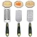 Hand Held Grater Set of 3(2 Flat, 1 Round),Stainless Steel Cheese Grinder,Multi-purpose Kitchen Food Grater for Vegetable,Fruit,Chocolate By HTB
