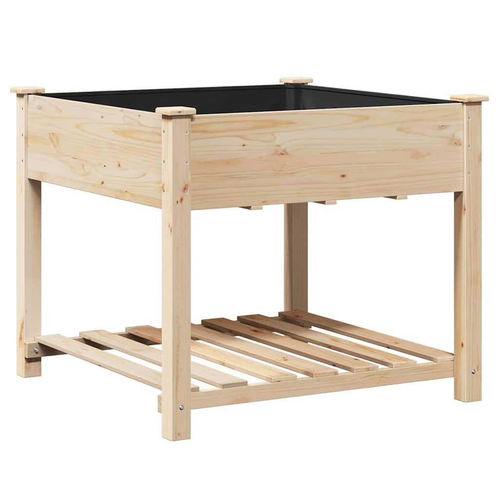 Jardinera con estante de madera para jardín, color beige, 90 x 90 x 76,5 cm | Práctica jardinera de madera de abeto para patio y jardín, ofrece espacio de almacenamiento adicional para utensilios.