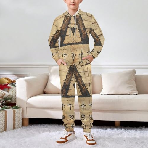 Boys Girls Hoodie Pants Hooded Sweatshirt Sweatpant 2 Piece Clothing Set, Ancient Rune Vintage3