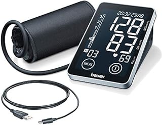 Beurer BM 58 Ciśnieniomierz na ramieniu z interfejsem USB, dwie pamięci użytkownika na 60 pomiarów, z wykrywaniem arytmii i wskaźnikiem ryzyka, do obwodu ramienia od 22 do 30 cm
