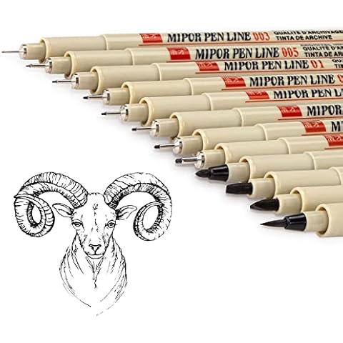 Hmeuest Fineliners, Technical Drawing Pens, 12 Fine Liner Pens Black, Micron Pens Felt Tip Pens for Handwriting, Calligraphy, Sketching, Design, Drawing Cover