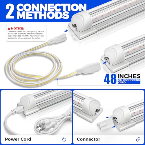 Barrina LED Grow Light, 252W(6 x 42W) 4ft T8, Full Spectrum, V-Shape with Reflector, Linkable Design, Plant Lights for Indoor Plants, 6-Pack